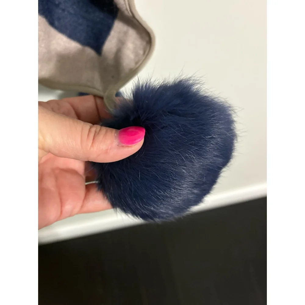 Jayley New!! Cashmere & Silk Reversible Pom Pom Wrap